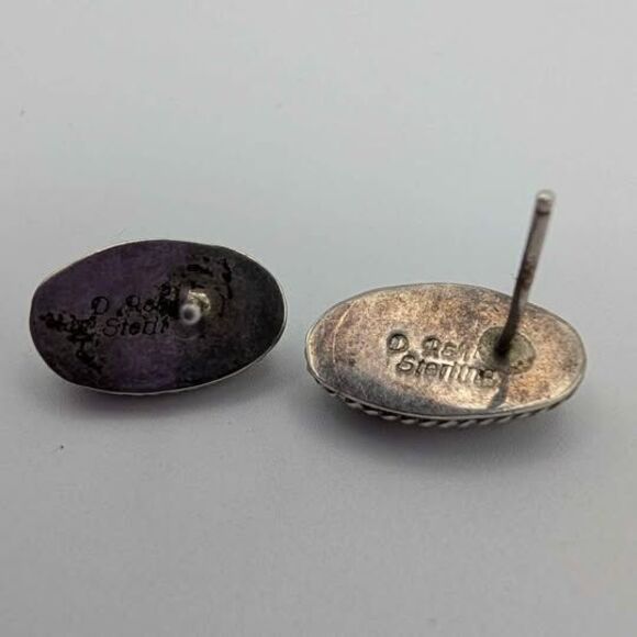 Vintage D Ashley Navajo Navajo Turquoise Sterling Silver Studs - Picture 2 of 6